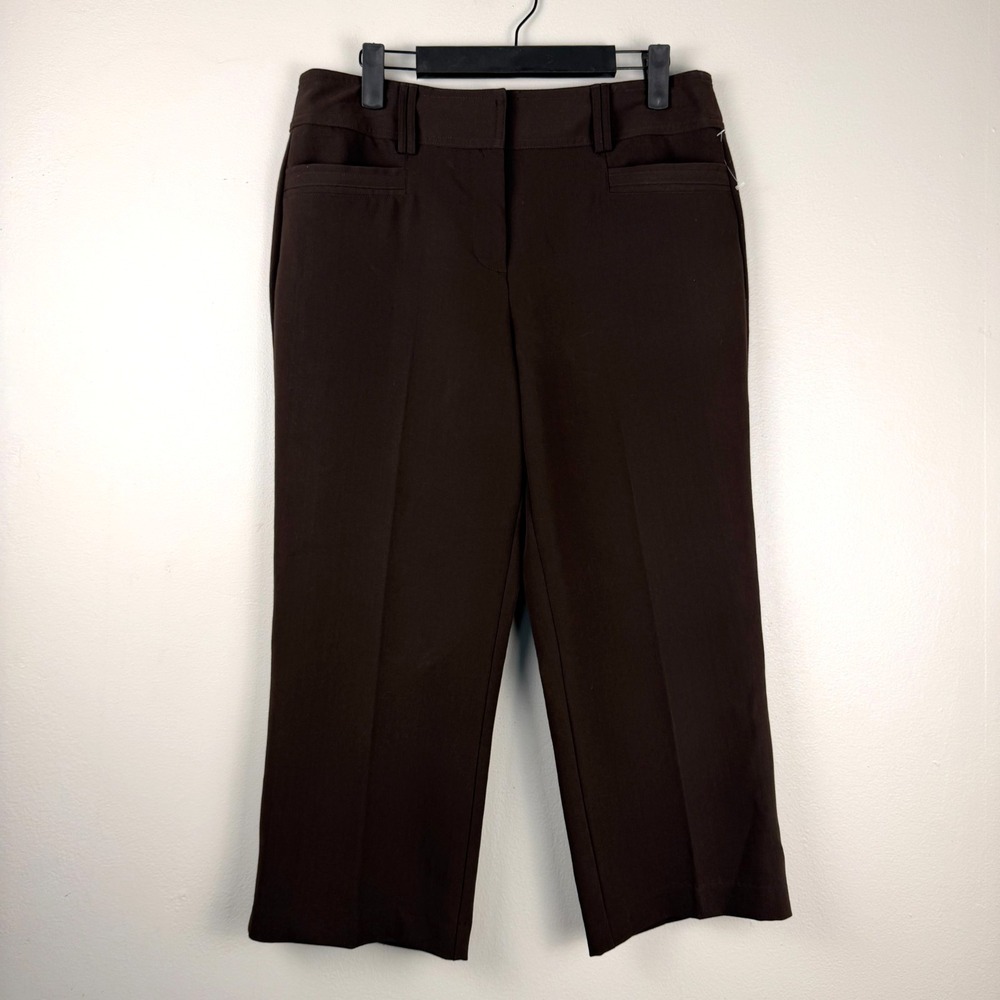 Dressbarn Dress Pants Capri Women's 6 (30x21.5) Brown Stretch Ankle Buttons